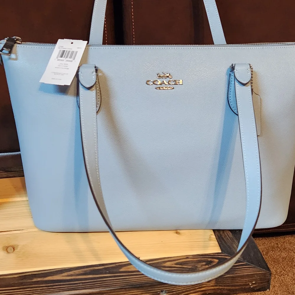 Coach NWT Gallery Tote Color is Gunmetal/Cornflower - Picture 3 of 11
